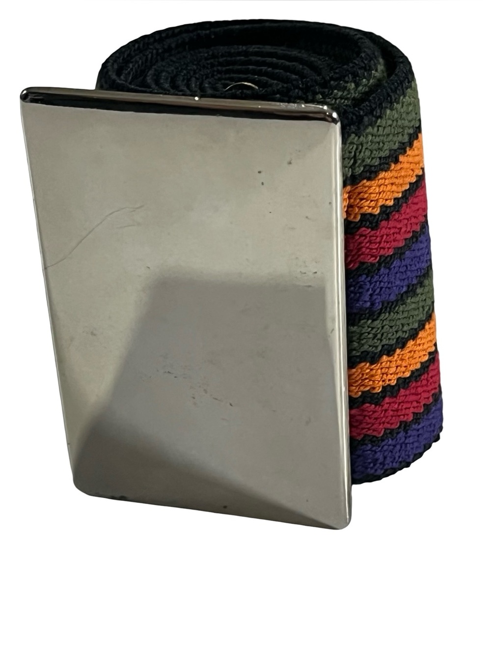 Vtg 70s Rainbow Striped Cinch Belt Timpe Made In USA Womens Sz M NOS Deadstock